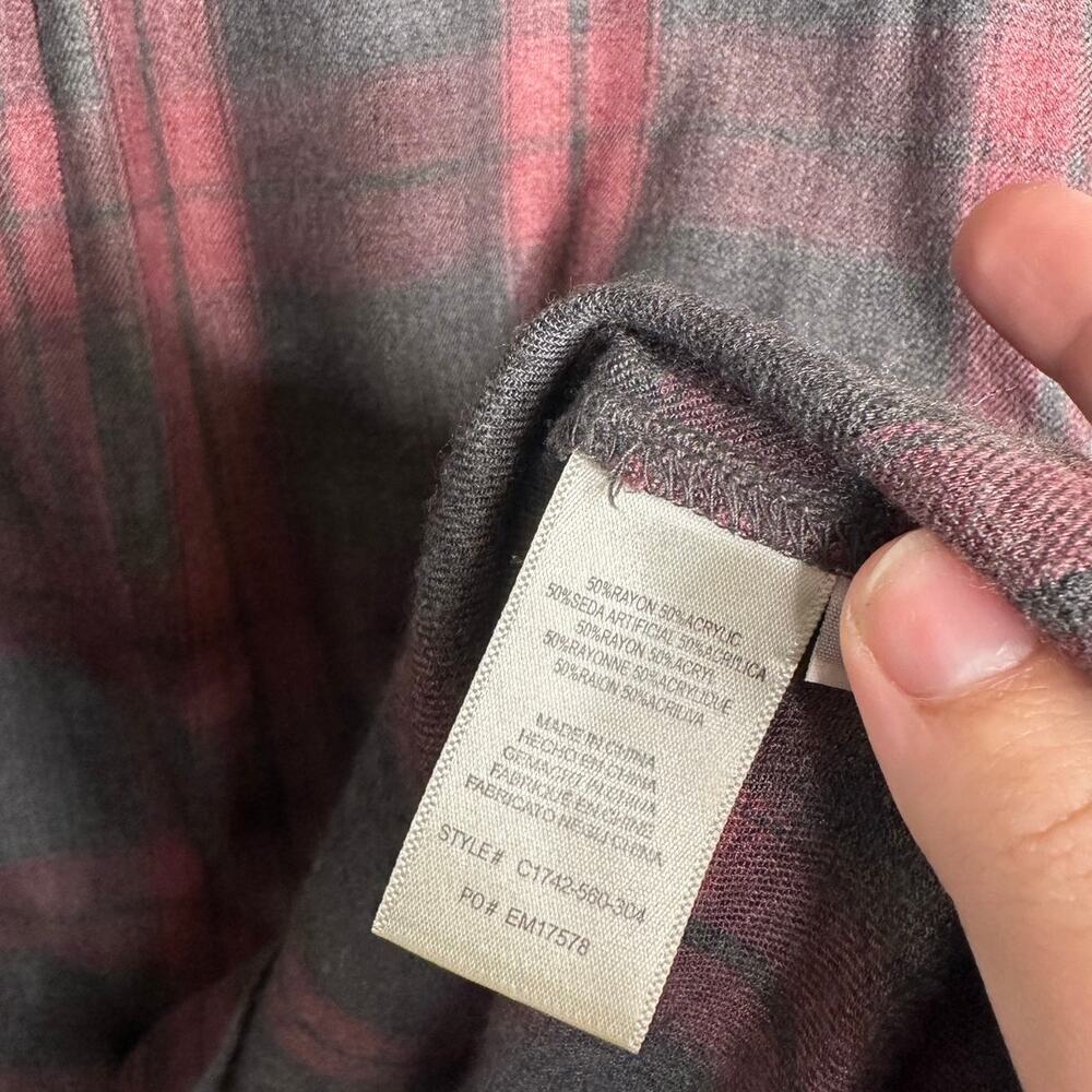 Cloth & Stone Anthropologie Plaid Tunic Shirt Dress Red Gray Size XL - Picture 4 of 5